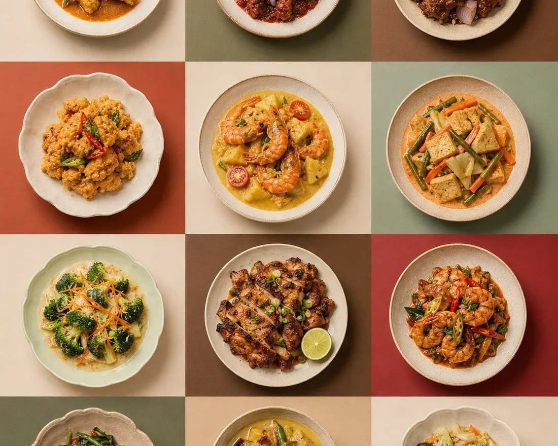 Grid of individual catering dishes for a tea break in a Singapore office