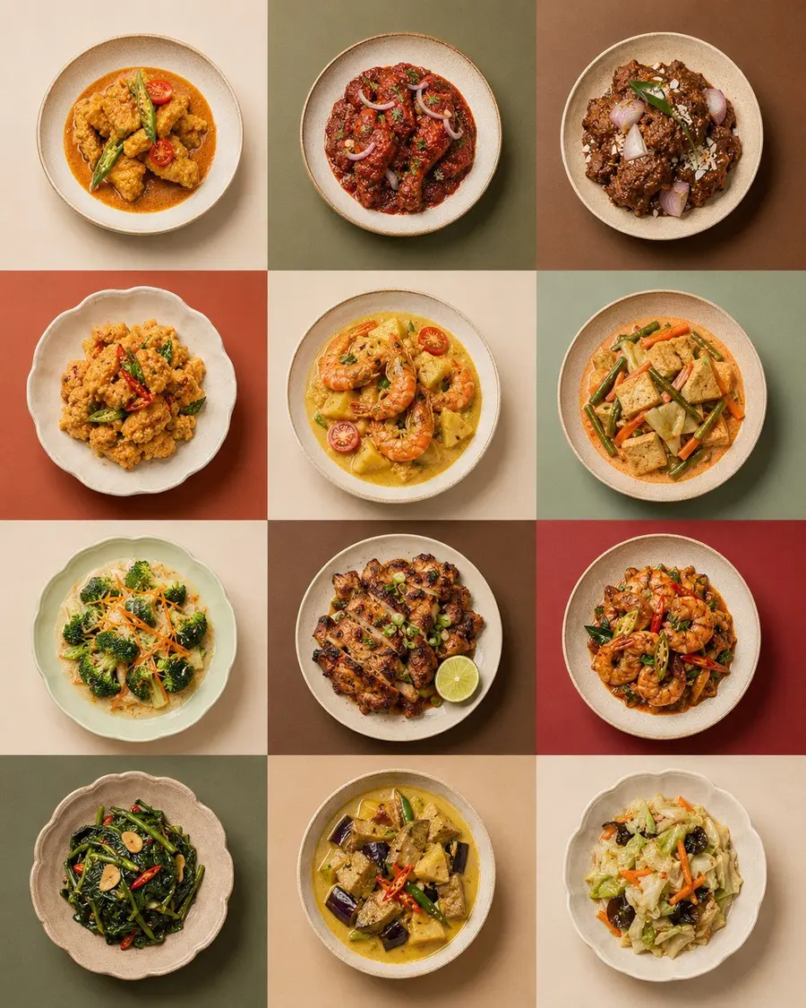 Selection of local catering dishes available for corporate catering menus in Singapore
