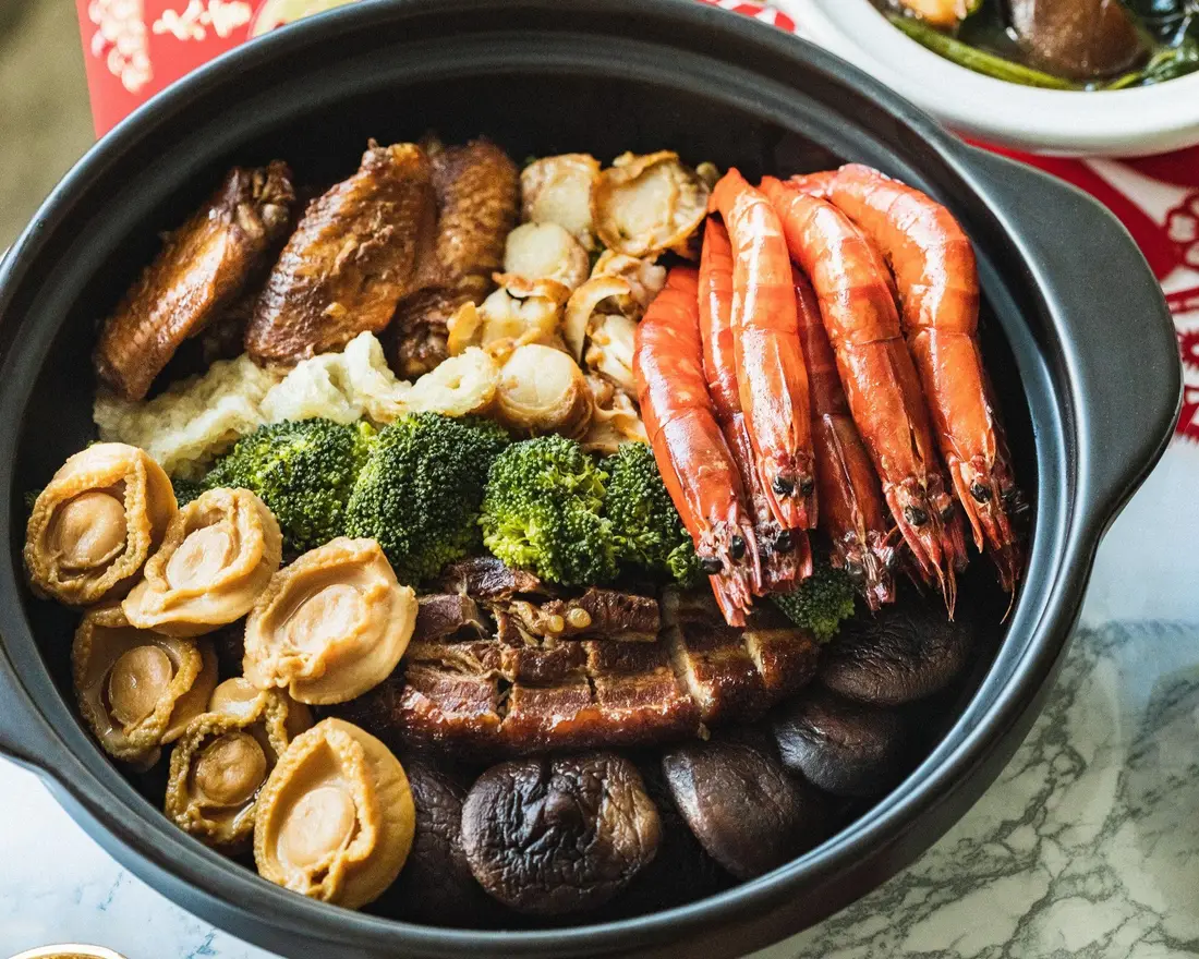 Pen cai served as the centrepiece of a Chinese New Year catering spread in Singapore